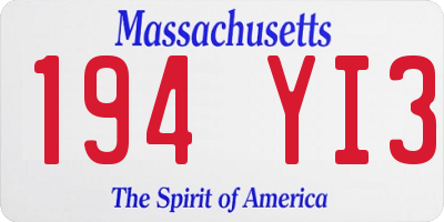 MA license plate 194YI3