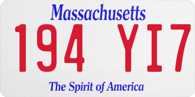 MA license plate 194YI7