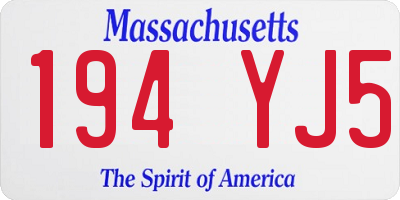 MA license plate 194YJ5