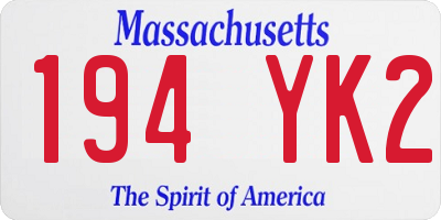 MA license plate 194YK2