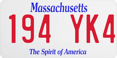 MA license plate 194YK4