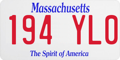 MA license plate 194YL0