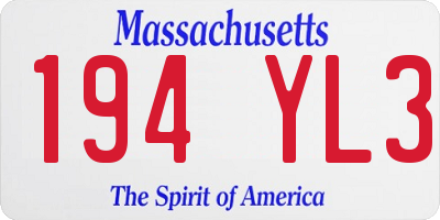 MA license plate 194YL3