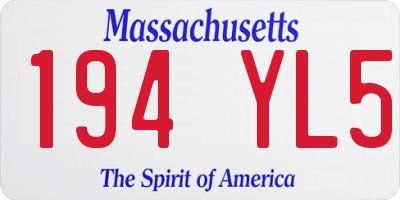 MA license plate 194YL5