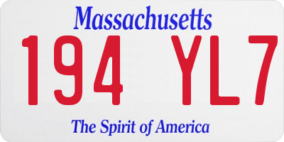 MA license plate 194YL7