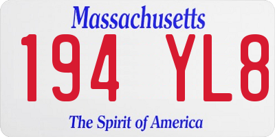 MA license plate 194YL8
