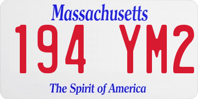 MA license plate 194YM2