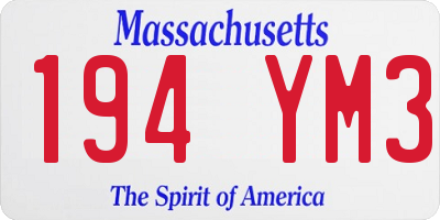 MA license plate 194YM3