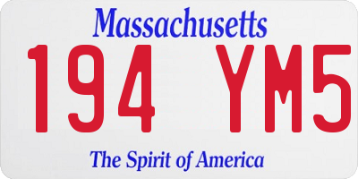 MA license plate 194YM5