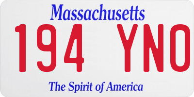 MA license plate 194YN0