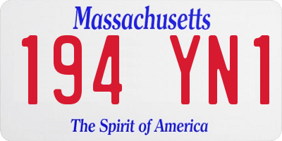 MA license plate 194YN1