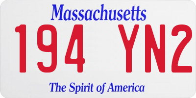 MA license plate 194YN2