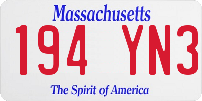 MA license plate 194YN3