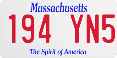 MA license plate 194YN5