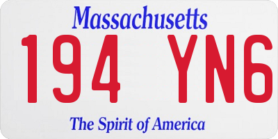 MA license plate 194YN6
