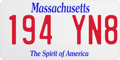 MA license plate 194YN8
