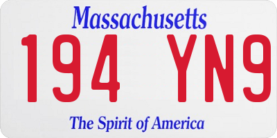 MA license plate 194YN9