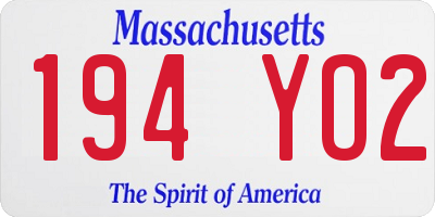 MA license plate 194YO2