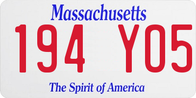 MA license plate 194YO5