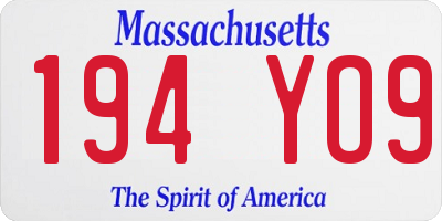 MA license plate 194YO9