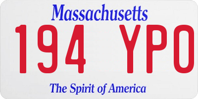 MA license plate 194YP0