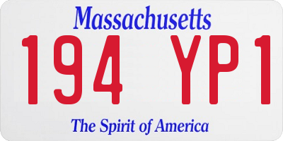 MA license plate 194YP1