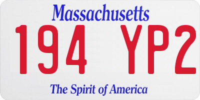 MA license plate 194YP2
