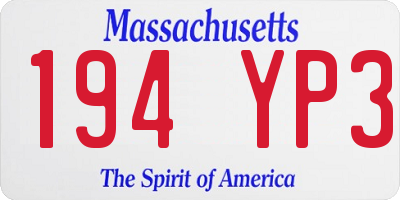MA license plate 194YP3