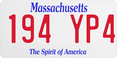 MA license plate 194YP4