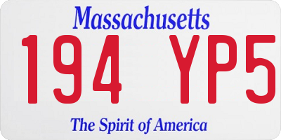 MA license plate 194YP5