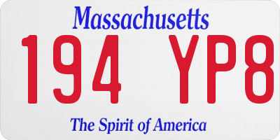 MA license plate 194YP8