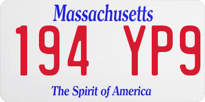 MA license plate 194YP9
