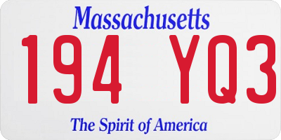 MA license plate 194YQ3