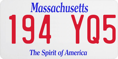 MA license plate 194YQ5