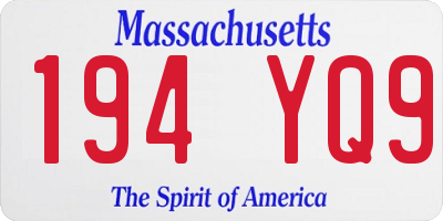 MA license plate 194YQ9