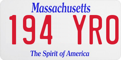 MA license plate 194YR0