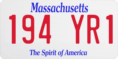 MA license plate 194YR1