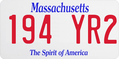 MA license plate 194YR2