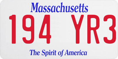 MA license plate 194YR3