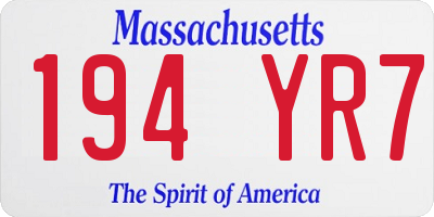 MA license plate 194YR7