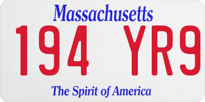 MA license plate 194YR9