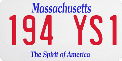 MA license plate 194YS1