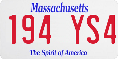 MA license plate 194YS4