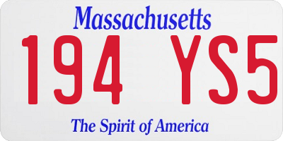 MA license plate 194YS5