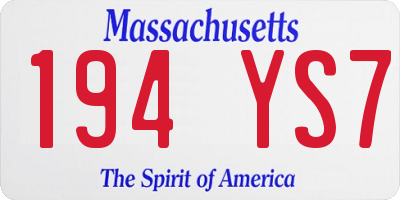 MA license plate 194YS7