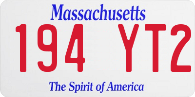 MA license plate 194YT2
