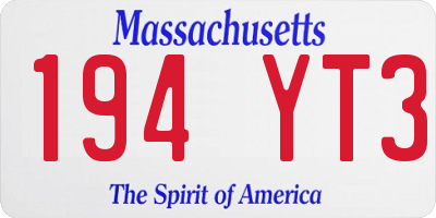 MA license plate 194YT3