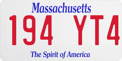 MA license plate 194YT4