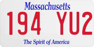 MA license plate 194YU2