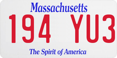 MA license plate 194YU3